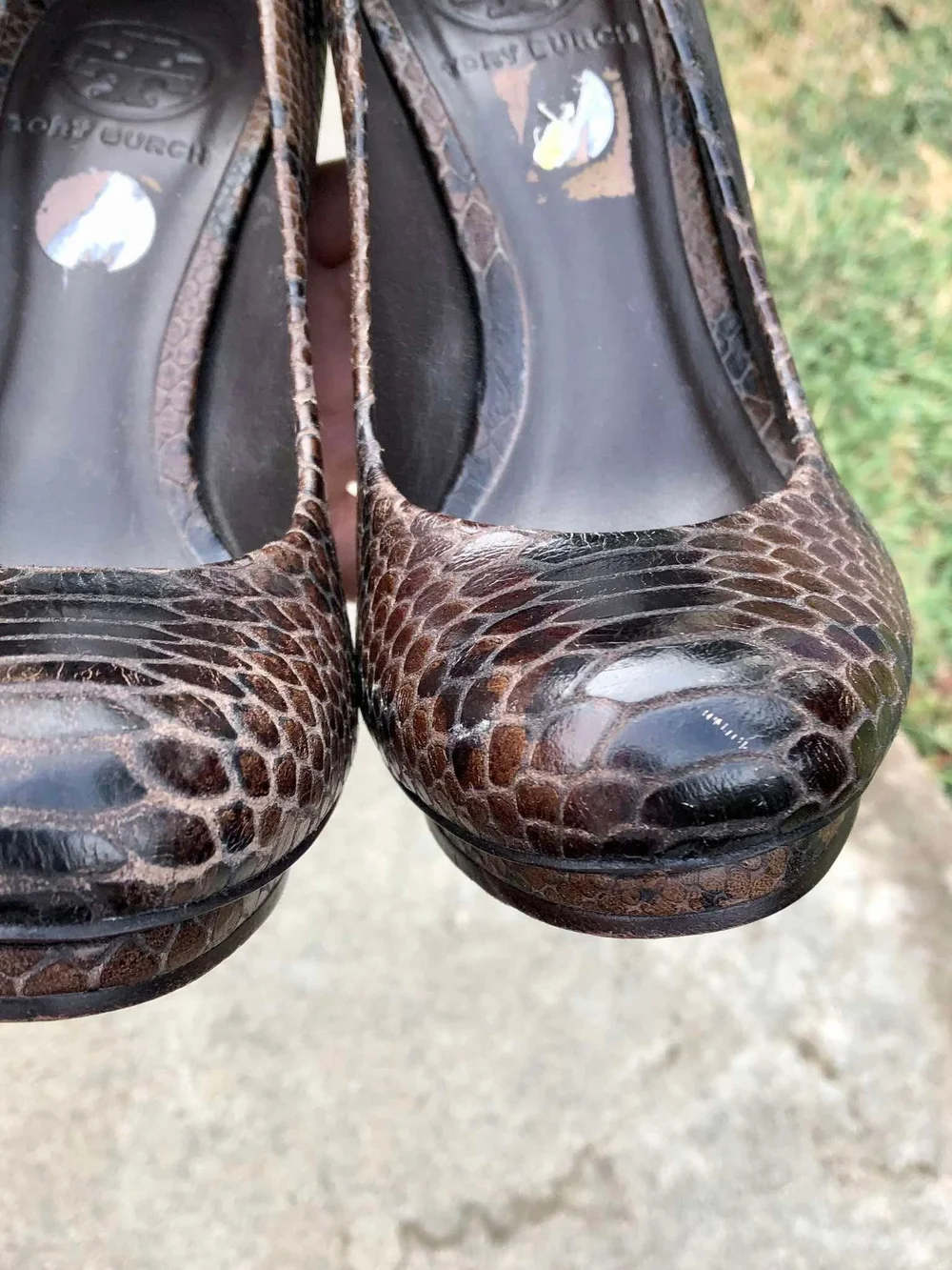 Tory Burch Jude snake-embossed leather platform pumps